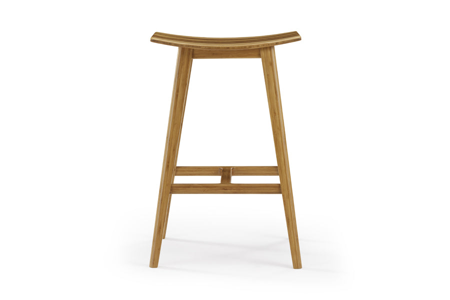 Tigris Exotic Counter Stool by Greenington, showing front view of tigris exotic counter stool in caramelized with exotic tiger inlay.