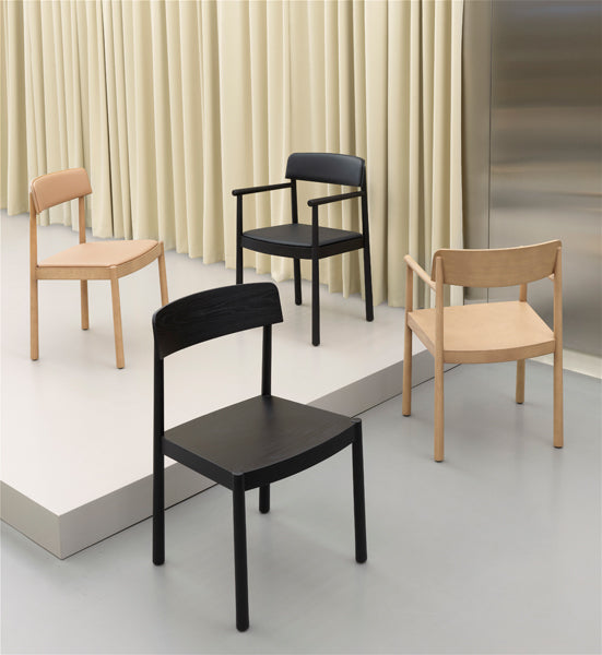 Timb Chair by Normann Copenhagen, showing timb chairs in live shot.