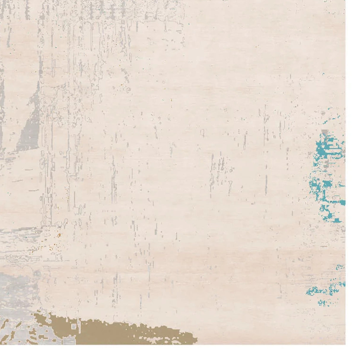 Tocco Da Casauria TA200 Rug by Second Studio, showing closeup view of tocco da casauria ta200 rug by second studio in grey/cream/orange & turquoise.