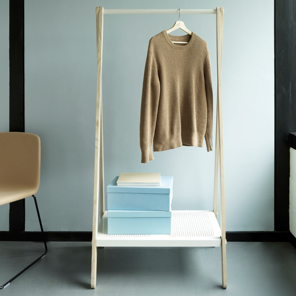 Toj Clothes Rack by Normann Copenhagen, showing toj clothes rack in live shot.