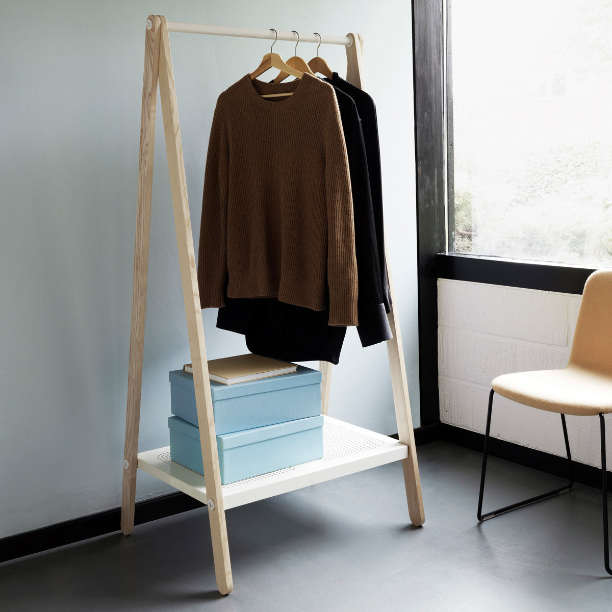Toj Clothes Rack by Normann Copenhagen, showing toj clothes rack in live shot.