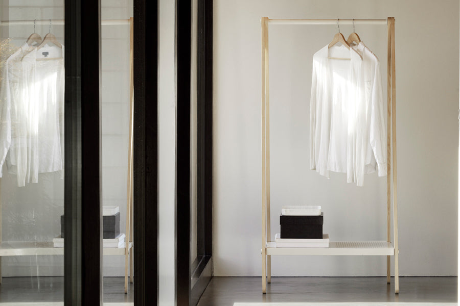 Toj Clothes Rack by Normann Copenhagen, showing toj clothes rack in live shot.