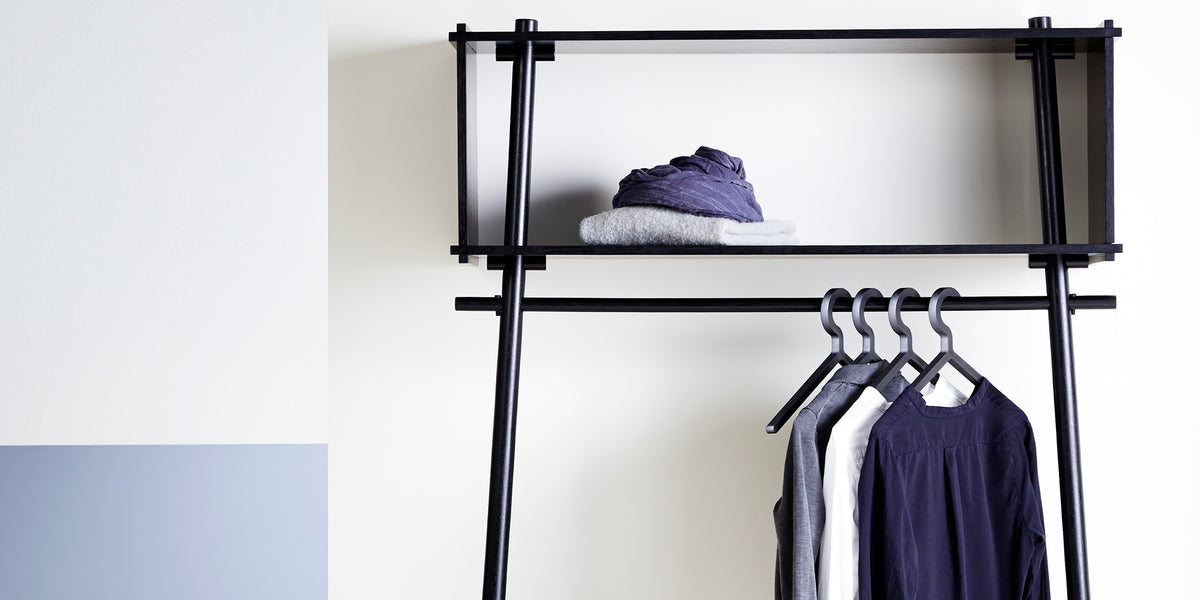 Töjbox Wardrobe by Woud, showing closeup view of tojbox wardrobe in live shot.