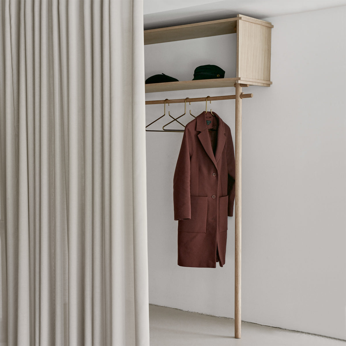 Töjbox Wardrobe by Woud, showing tojbox wardrobe in live shot.
