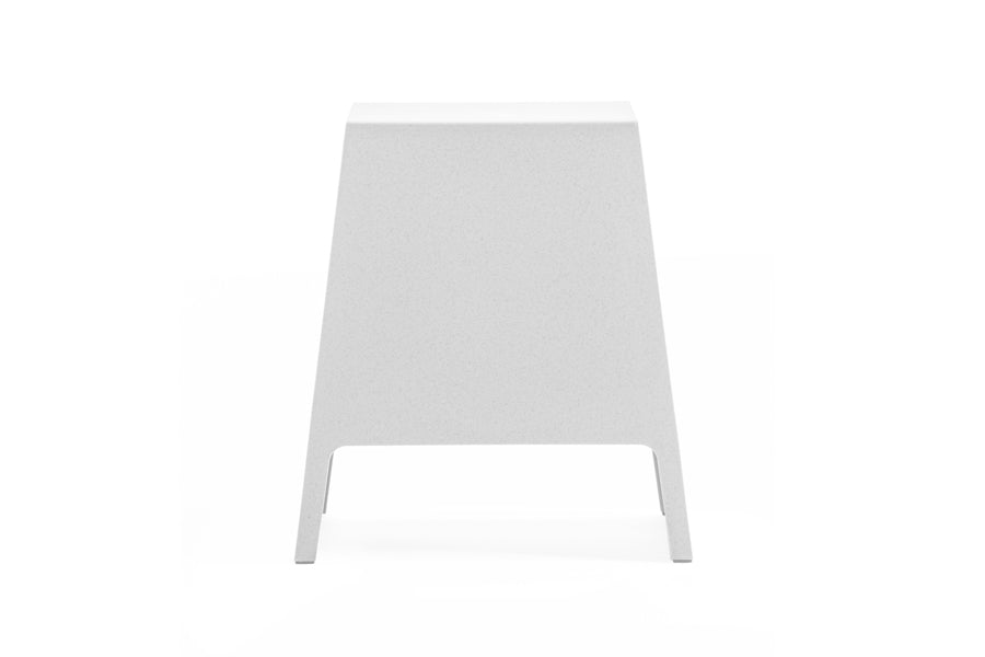 Tomo Side Table by Toou, showing front view of tomo side table in white plastic.
