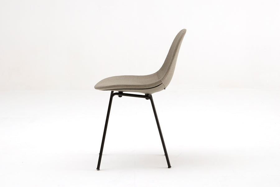 TA Upholstered Side Chair Er by Toou, showing side view of ta upholstered side chair er in black base, grey shell seat.