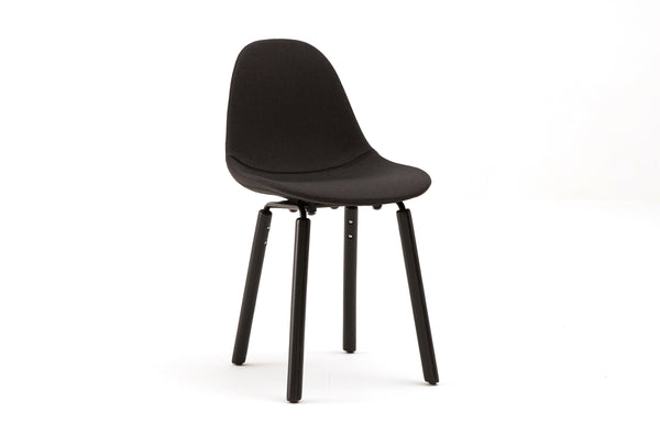 TA Upholstered Side Chair Er by Toou - Black/Black Oak Base, Black Shell Seat.