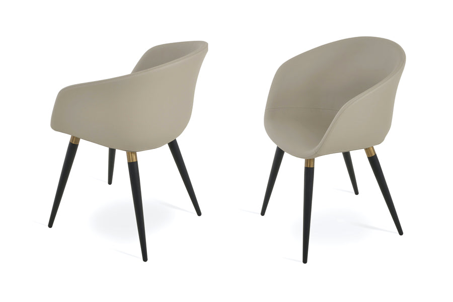 Tribeca Ana Armchair by SohoConcept, showing different angle views of tribeca ana armchair in black finish with brass bracelet footrest/bone ppm.