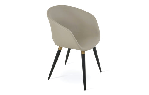 Tribeca Ana Dining Armchair by SohoConcept - Gold Bracelet-Footrest/Black Finish Metal Tube Legs, Bone PPM.