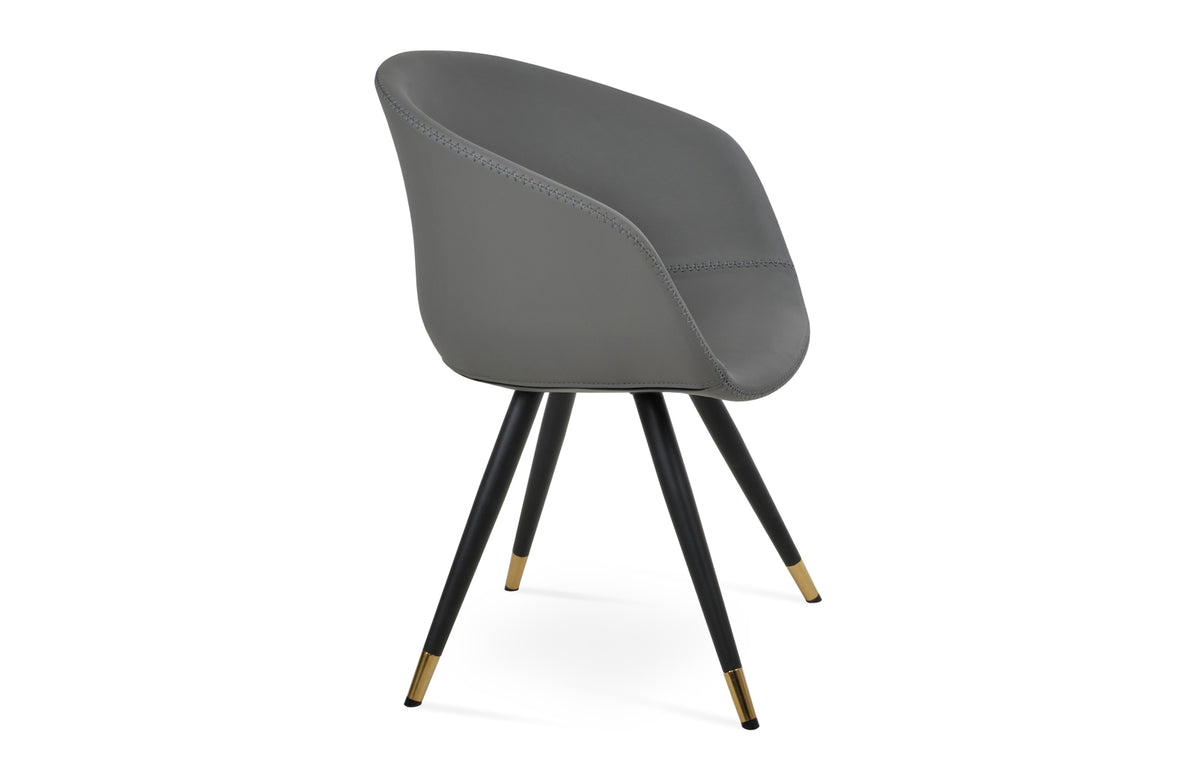 Tribeca Star Arm Chair by SohoConcept - Black Paint Steel+Gold Brass Ring, Grey PPM.