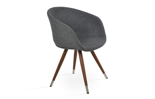 Tribeca Star Arm Chair by SohoConcept - Walnut Veneer Steel+Stainless Steel Ring, Camira Blazer Dark Grey Wool.