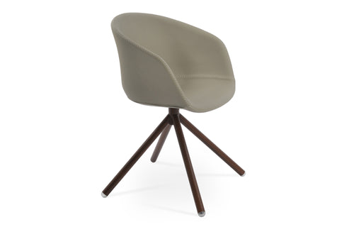 Tribeca Stick Swivel Arm Chair by SohoConcept - Walnut Veneer Steel, Bone PPM.