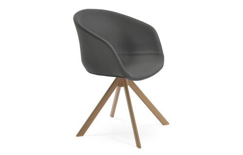 Tribeca Sword Dining Arm Chair by SohoConcept - Natural Veneer Steel, Grey PPM.