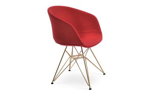 Tribeca Tower Arm Chair by SohoConcept - Gold (Brass) - Camira Era Red Fabric.