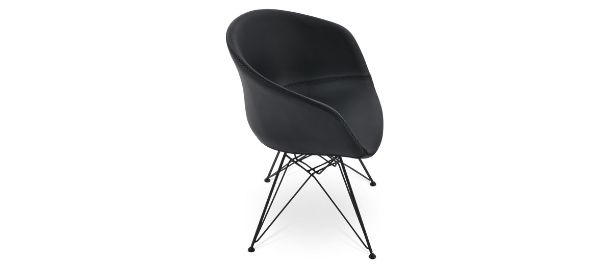 Tribeca Tower Armchair by sohoConcept, showing side view in black ppm with black finish base.