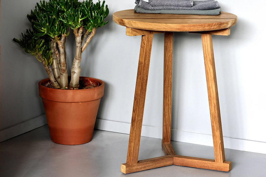 Tripod Side Table by Ethnicraft, showing tripod side table in live shot.