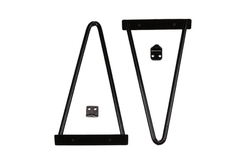 Adams Shelf Brackets by Tronk Design, showing brackets of adams shelf brackets in black powder coated steel.