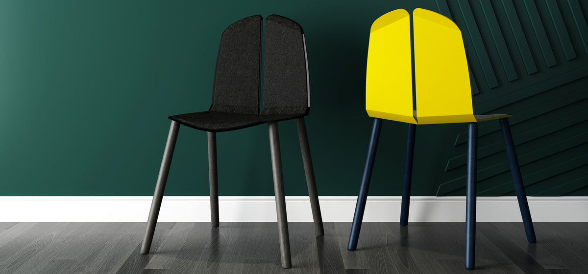 Noa Chair by Tronk Design, showing noa chairs in live shot.