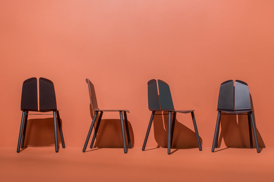Noa Chair by Tronk Design, showing noa chairs in live shot.