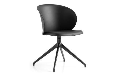 Tuka 360 Degree Swivel Chair by Connubia - Matt Black Aluminum Frame, Matt Black Recycled Polypropylene Seat.