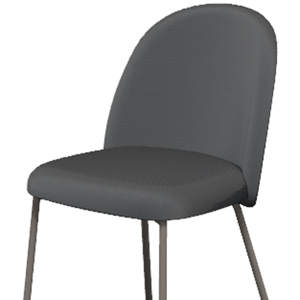 Tuka Metal Legs Chair by Connubia, showing closeup view of tuka metal legs chair in matt taupe metal frame + black cros upholstery.