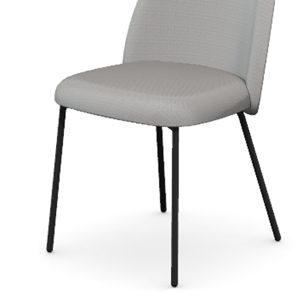 Tuka Metal Legs Chair by Connubia, showing closeup view of tuka metal legs chair in matt black metal frame + taupe cros upholstery.