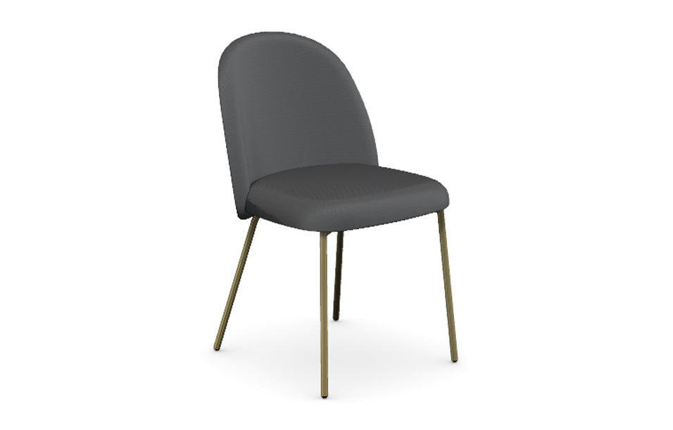 Tuka Metal Legs Chair by Connubia - Painted Brass Metal Frame + Black Cros Upholstery.