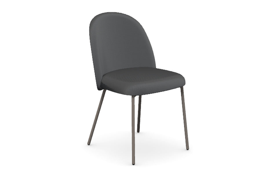 Tuka Metal Legs Chair by Connubia - Matt Taupe Metal Frame + Black Cros Upholstery.