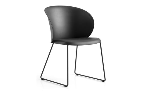 Tuka Sled Chair by Connubia - Matt Black Metal Frame, Matt Black Recycled Polypropylene Seat.