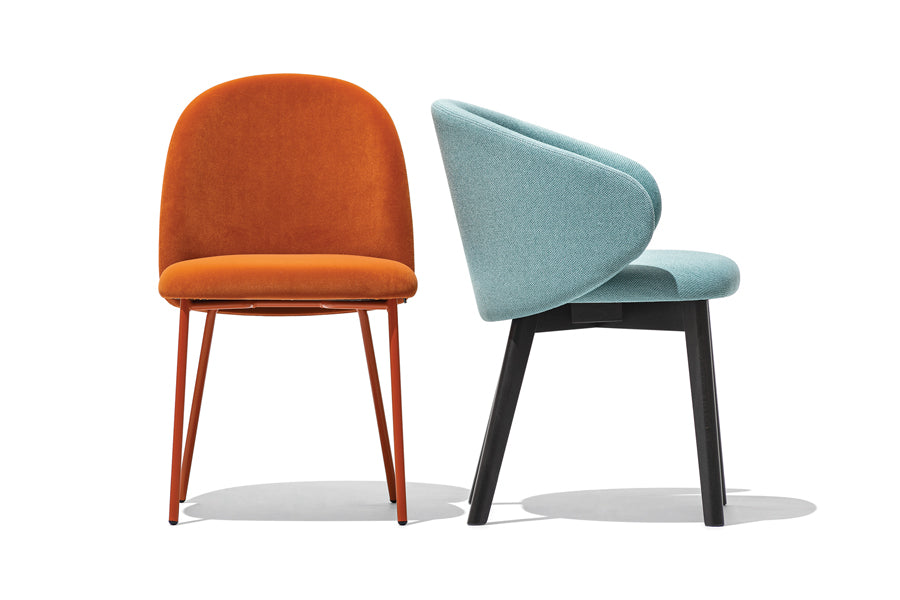 Tuka Wood Legs Armchair by Connubia, showing side view of tuka wood legs armchair in graphite beechwood frame.