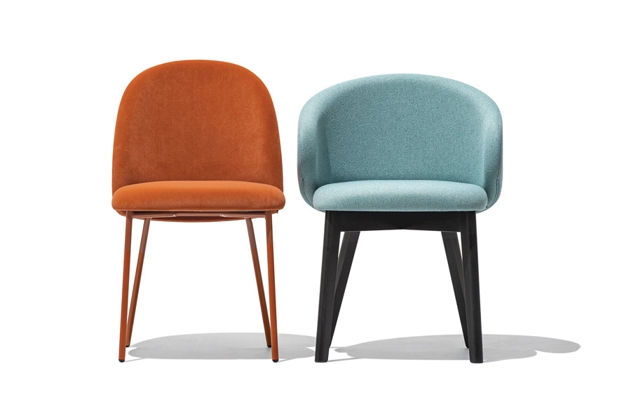 Tuka Wood Legs Armchair by Connubia, showing front view of tuka wood legs armchair in graphite beechwood frame.