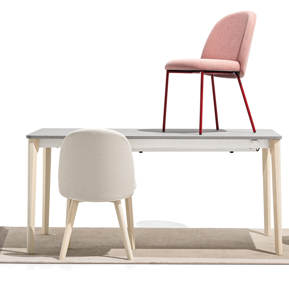 Tuka Wood Legs Chair by Connubia, showing back view of tuka wood legs chair with chair/table.
