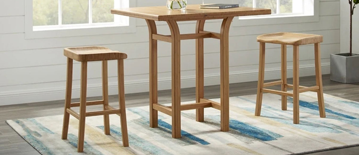Tulip Stool by Greenington, showing tulip stools with tulip table in live shot.