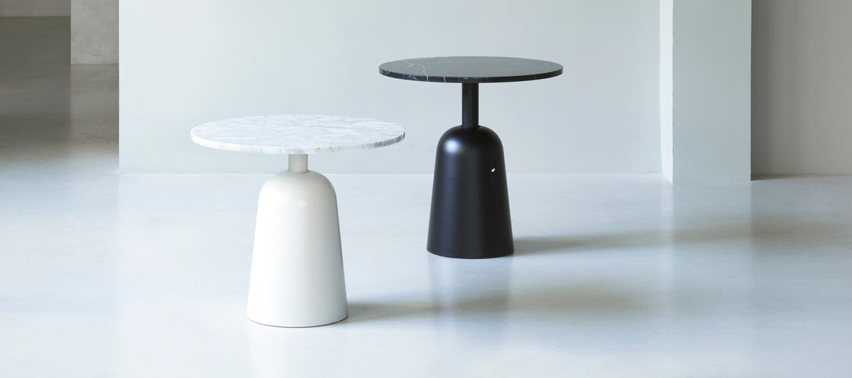 Turn Table by Normann Copenhagen, showing turn tables in live shot.