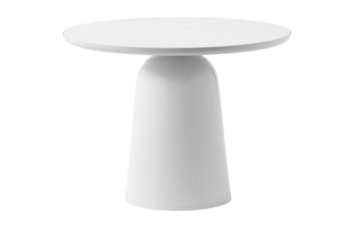 Turn Table by Normann Copenhagen - Warm Grey Painted Lacquered Ash Veneer Wood Top/Powder Coated Steel Base.