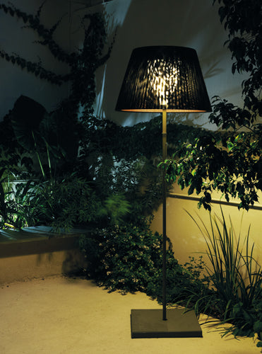 TXL Outdoor Floor Lamp by Marset, shown in textilene ribbons.
