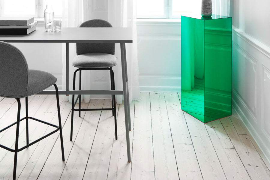 Union Bar Table by Normann Copenhagen, showing closeup view of union bar table in live shot.