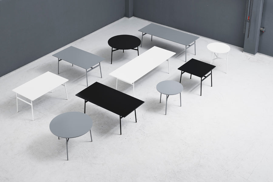Union Table by Normann Copenhagen, showing union tables in live shot.