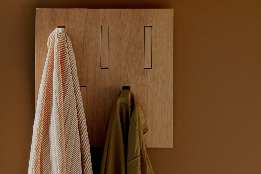 Utilitile Wall Hanger by Ethnicraft, showing utilitile wall hanger in live shot.