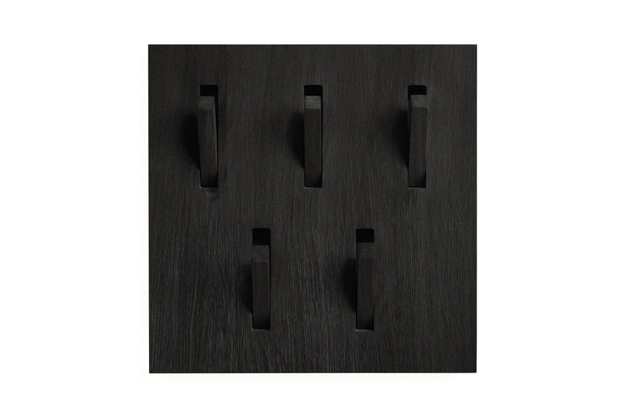 Utilitile Wall Hanger by Ethnicraft, showing front view of utilitile wall hanger in black oak wood.