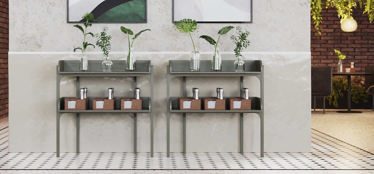 Utility Shelf by Woud, showing utility shelves in live shot.