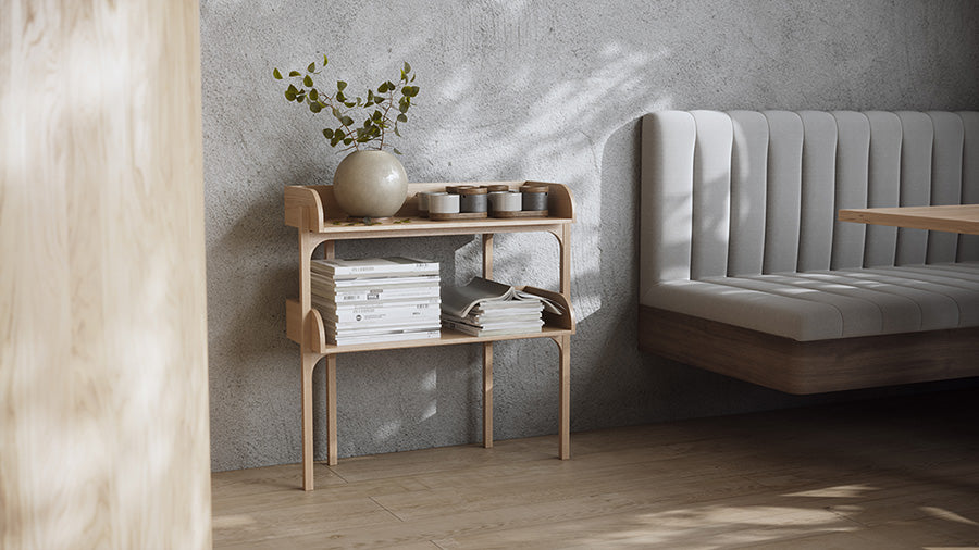Utility Shelf by Woud, showing utility shelf in live shot.