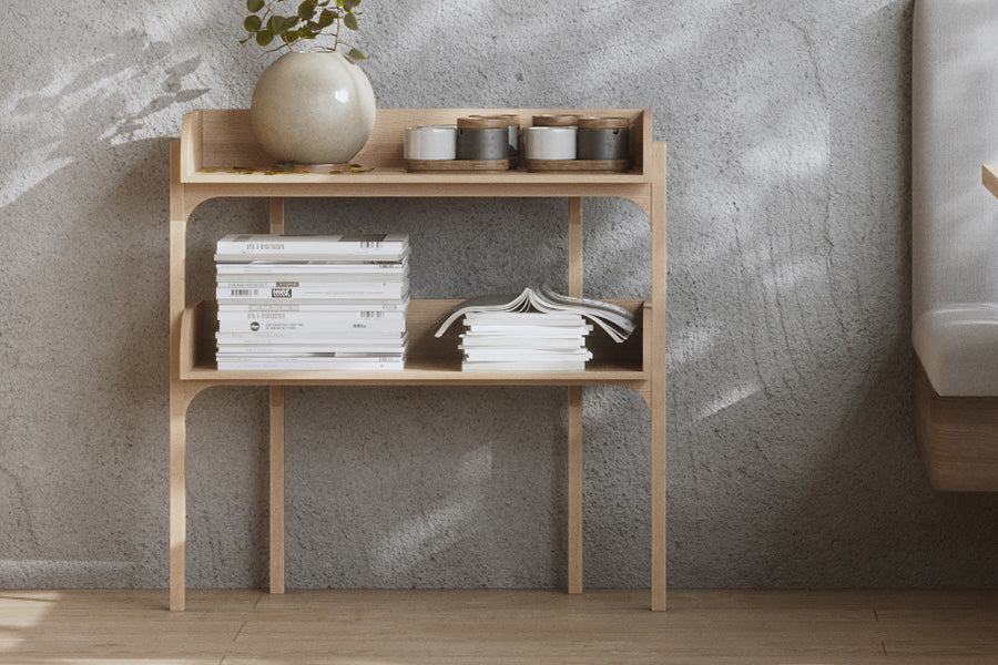 Utility Shelf by Woud, showing utility shelf in live shot.