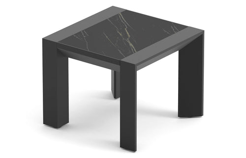 Vaucluse Side Table by Harbour - Asteroid Aluminum + Laminam Noir.