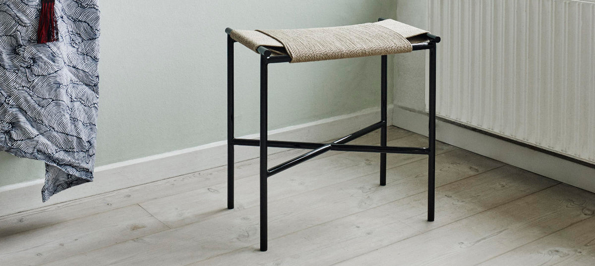 Vent Steel Stool by Skagerak, showing vent steel stool in live shot.