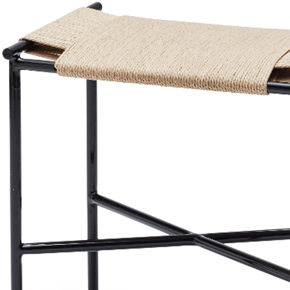 Vent Steel Stool by Skagerak, showing closeup view of vent steel stool in black steel/paper cord.