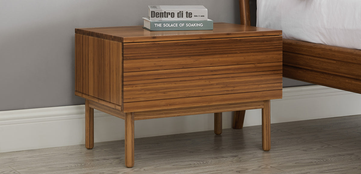 Ventura Amber Nightstand by Greenington, showing ventura amber nightstand in live shot.