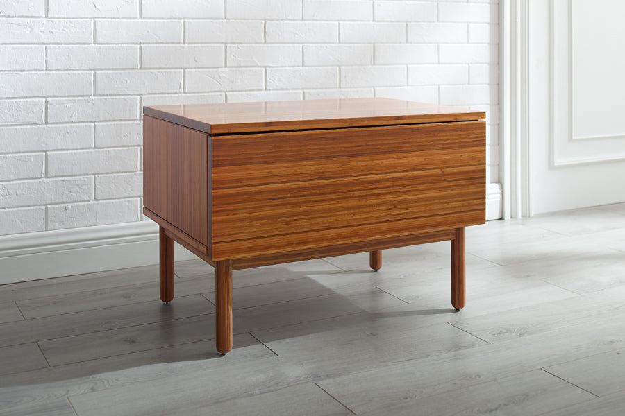 Ventura Amber Nightstand by Greenington, showing ventura amber nightstand in live shot.