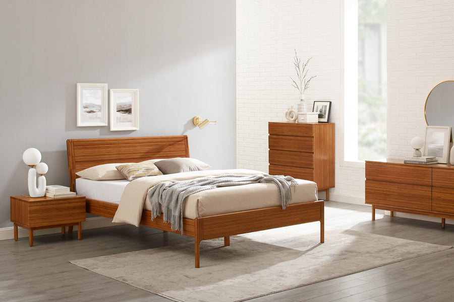 Ventura Amber Nightstand by Greenington, showing ventura amber nightstand with bed & dressers in live shot.