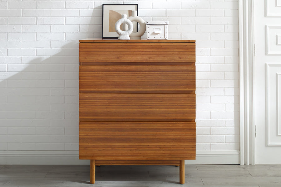 Ventura Amber 4 Drawer High Chest by Greenington, showing ventura amber 4 drawer high chest in live shot.